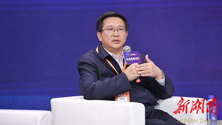 中国记协新媒体专业委员会顾问、中央广播电视总台融合发展中心主任汪文斌发言